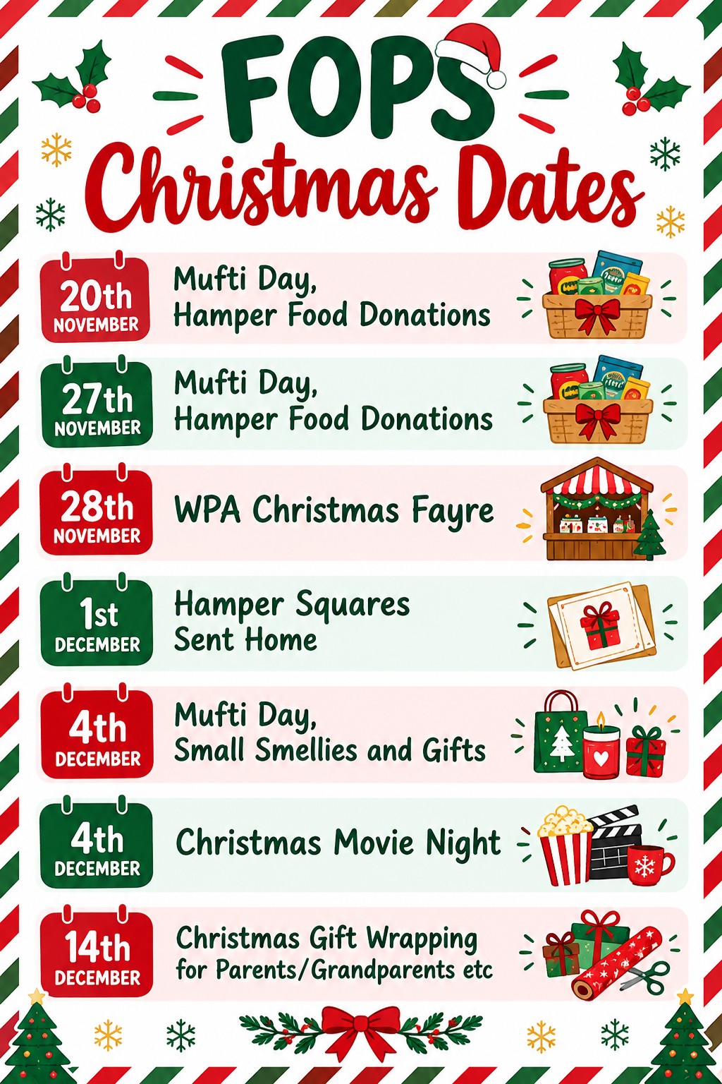 FOPS Christmas Dates - Nov-Dec 2026
